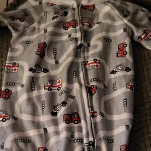 Gray Baby Onesie with Vehicle Print